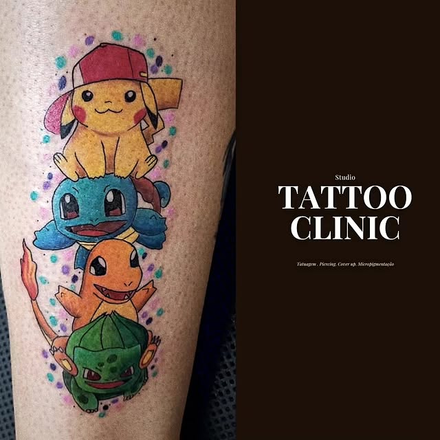 Tatuagem colorida de Pokémon - Tattoo Clinic